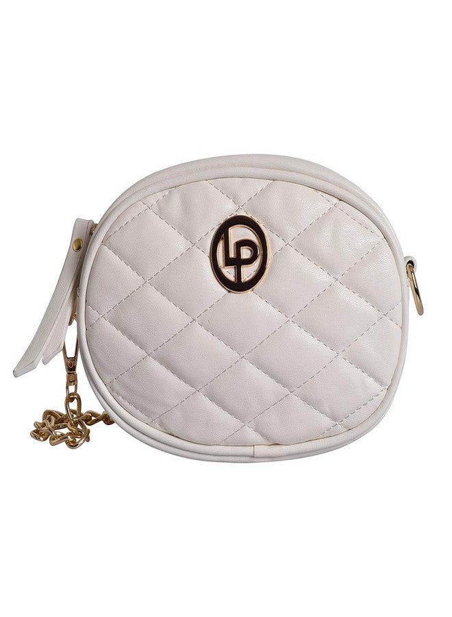 Lino Perros Womens Quilted White Sling Bag - Image 3